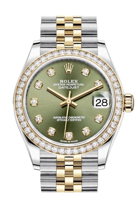 rolex datejust 31 olive green diamond|Rolex Datejust diamond bezel.